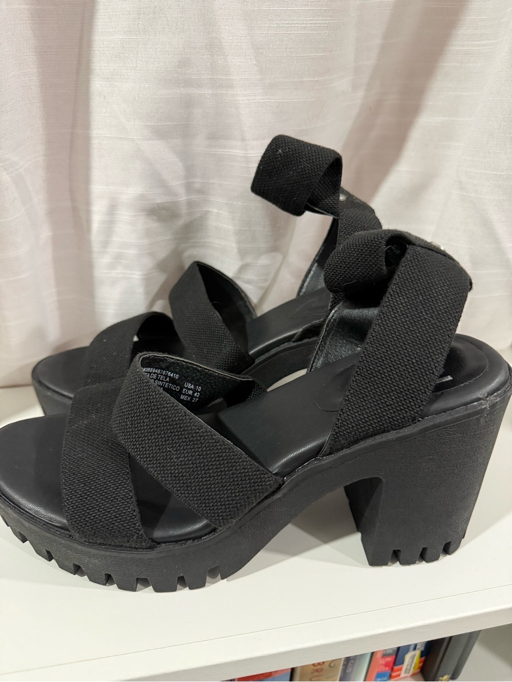 Women’s Black Platform Strap Heel Sandals